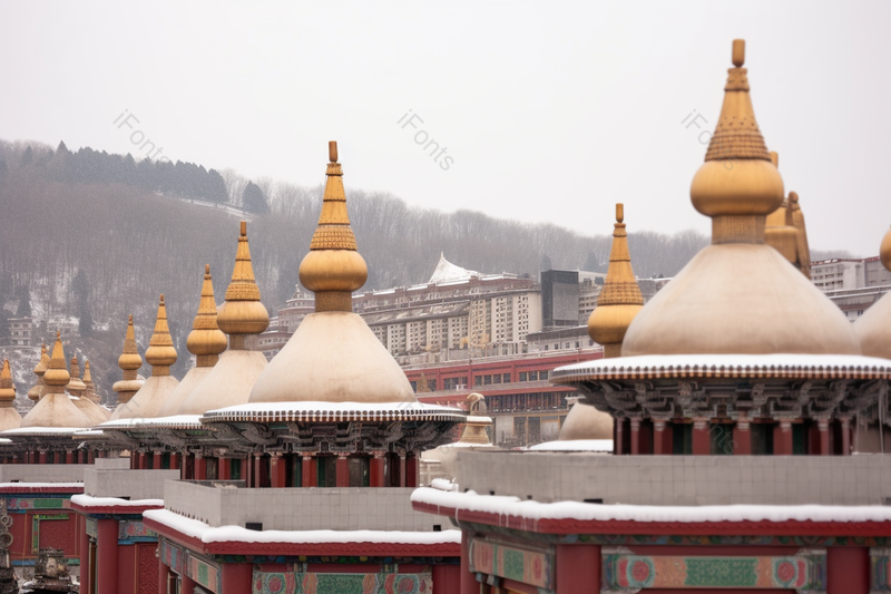 西藏塔尔寺冬季雪景户外风景,高清,摄影图,摄影图片,图片大全,摄影图免费下载